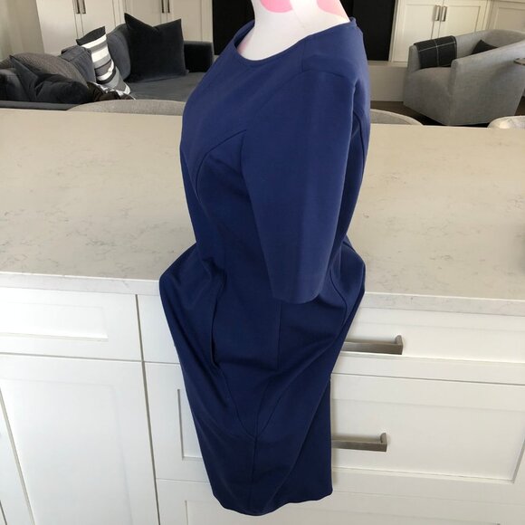 Brooks Brothers Elegant Jersey Boatneck Sheath Dress Cobalt Blue Sz 6 - Picture 8 of 14